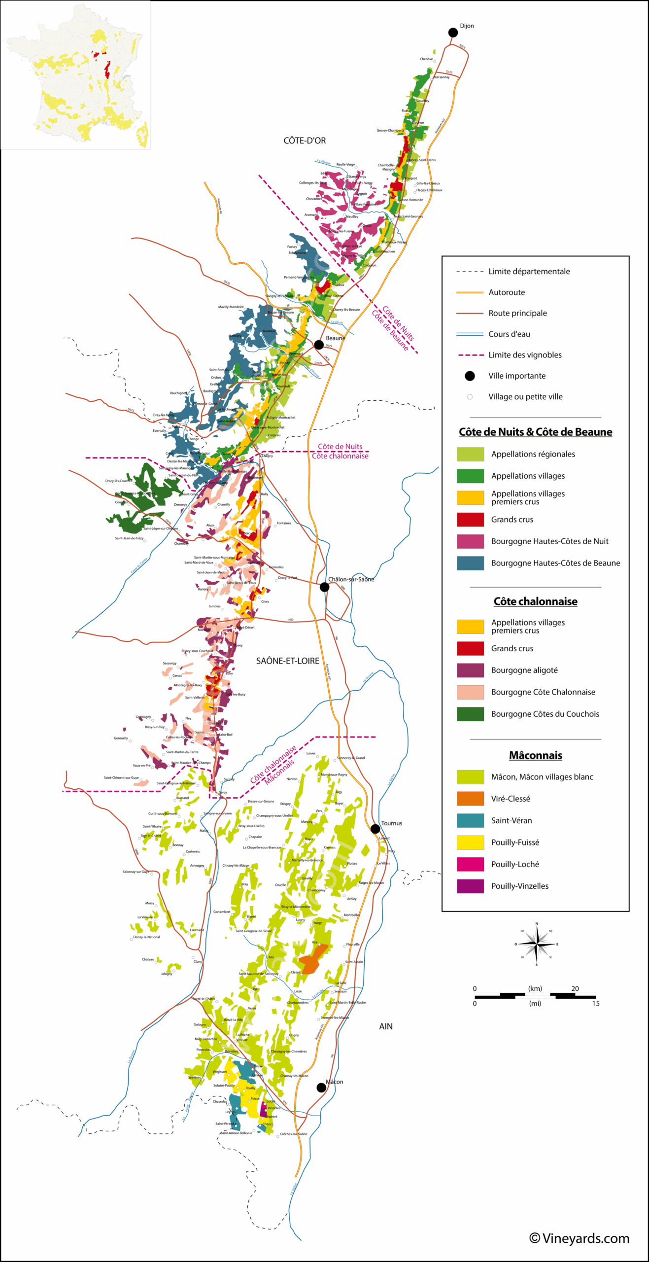 France Map of Vineyards Wine Regions