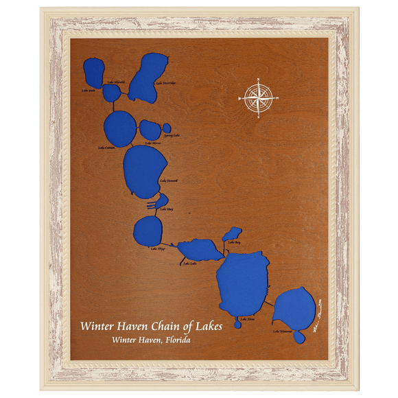 Winter Haven Chain of Lakes, Florida Stained Wood and Distressed White