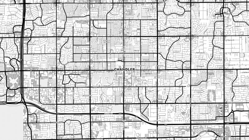 Minimalist Chandler Street Map with Labels and Neighborhoods